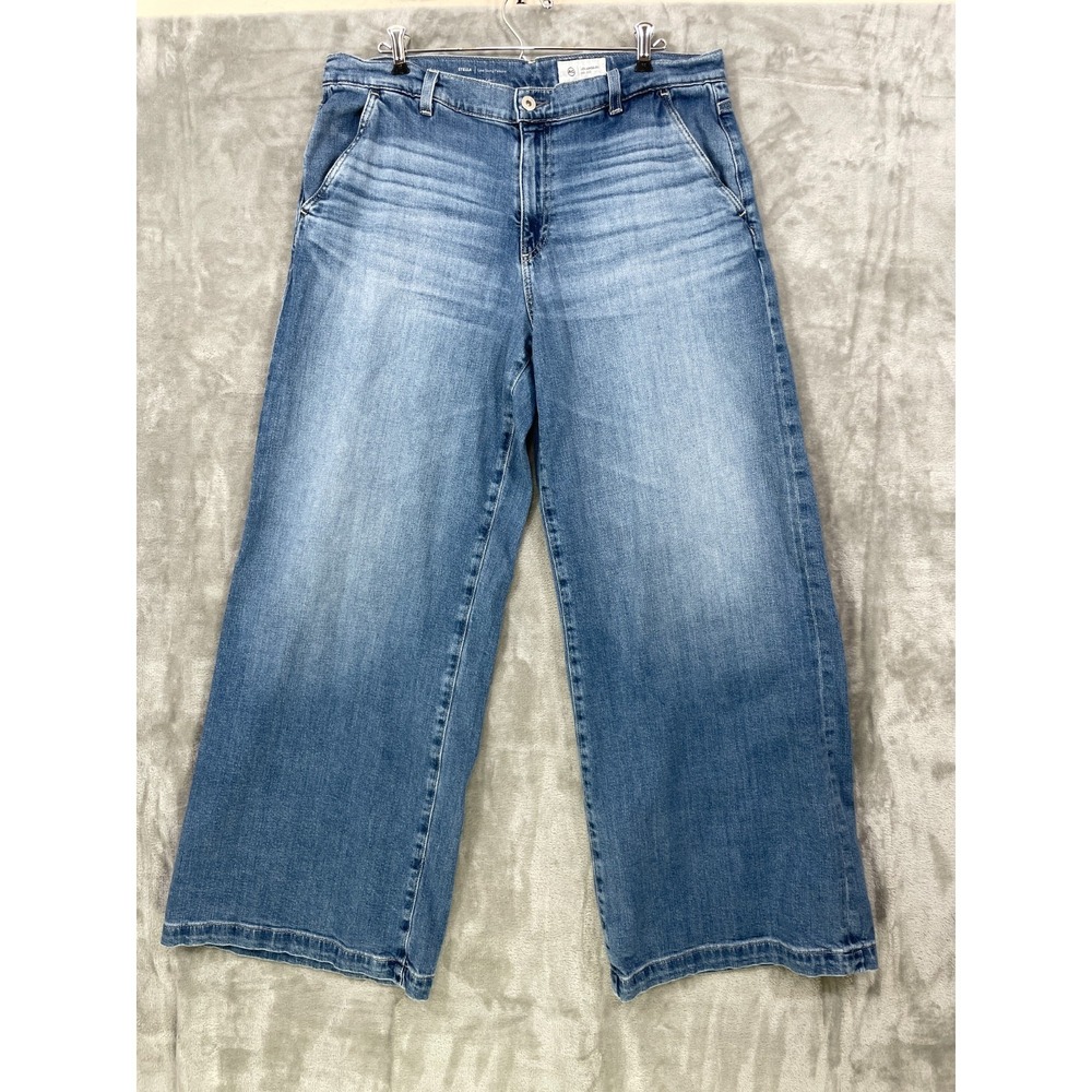 AG Adriano Goldschmied Size 32 Stella Low Slung Palazzo‎ Wide Leg Blue Jeans 31"